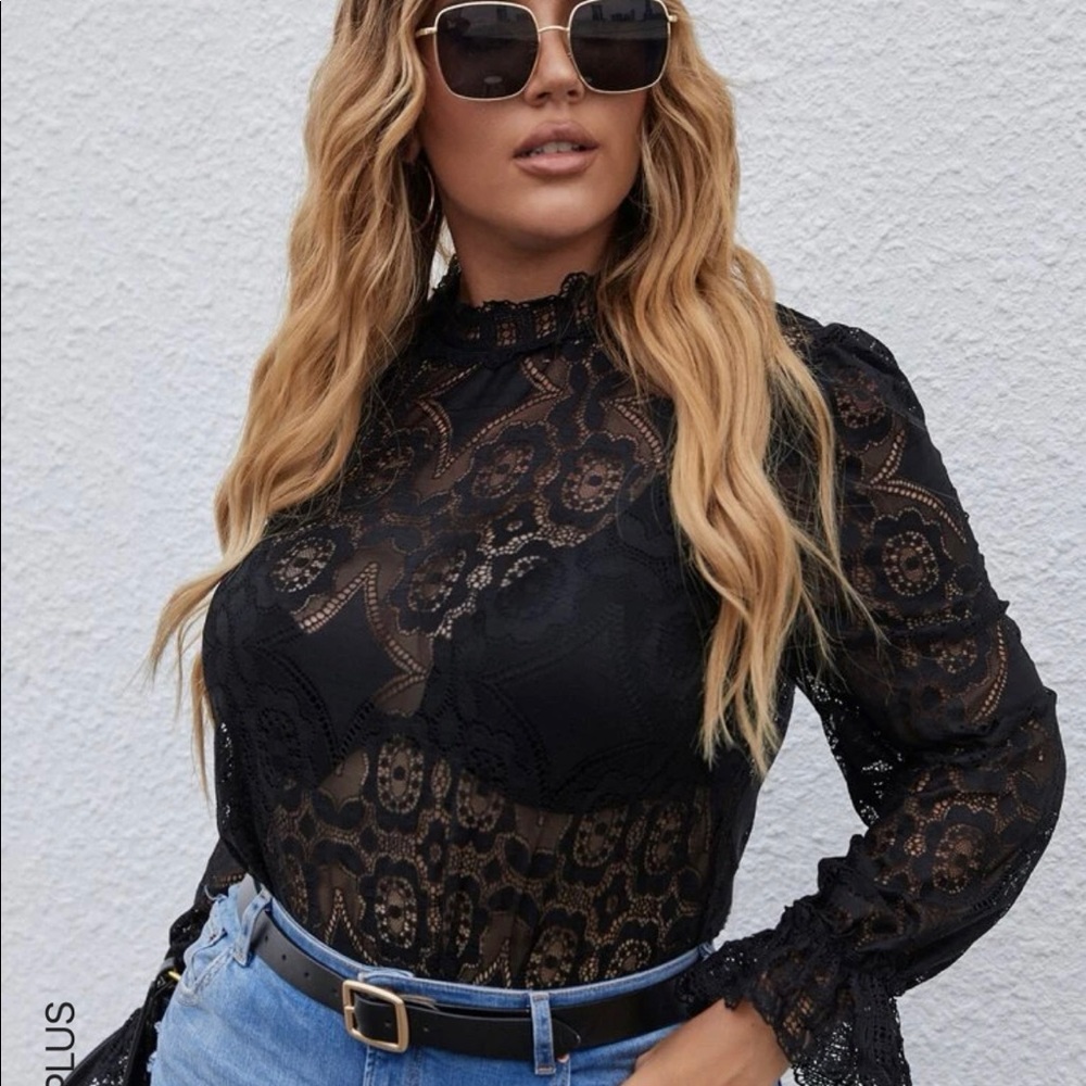 Lace high neck